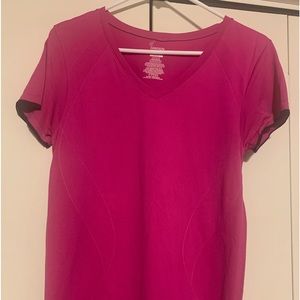 Pink with black trim dry fit workout top